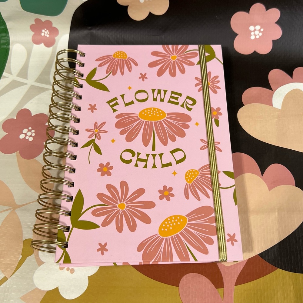 Daisy Flower Child Lined Spiral Hardcover Journal Floral Hippie 70’s Notebook